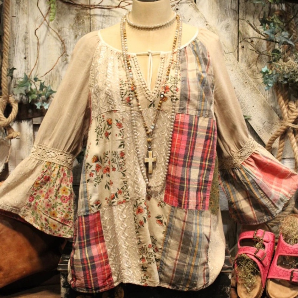 Young threads multi -color medium patchwork tunic